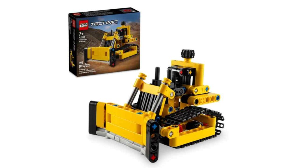 An image of the LEGO Technic Heavy Duty Bulldozer against a white background.