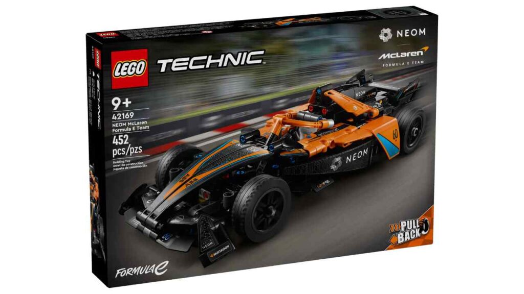 The box of the LEGO Technic McLaren Formula E Race Car.